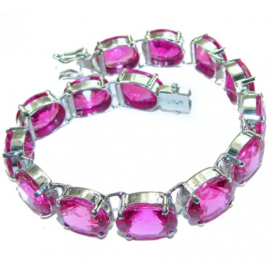 Tiffany - Magnificent Pink 125.5 carat Pink Sapphire .925 Sterling Silver handcrafted Heavy Bracelet