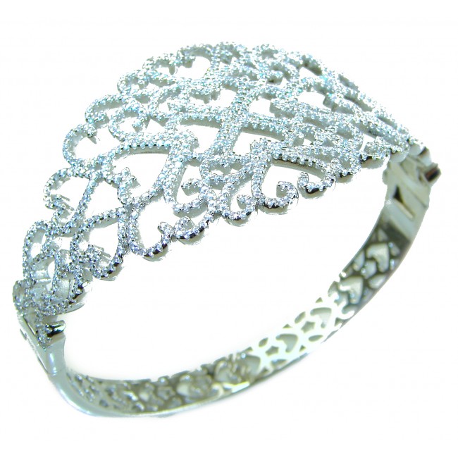 A Million Stars 28.8 carat White Sapphire .925 Sterling Silver Statement Bracelet / Cuff