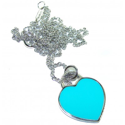 Angel's Heart inlay Turquoise .925 Sterling Silver handcrafted necklace