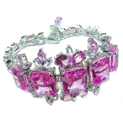 Tiffany - Magnificent Pink 168.5 carat Pink Sapphire .925 Sterling Silver handcrafted Statement Bracelet