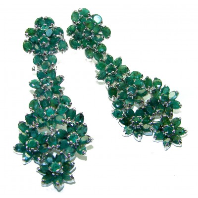 Alejandra - Spectacular 39.8 carat authentic Colombian Emerald .925 Sterling Silver handcrafted LARGE- Statement earrings
