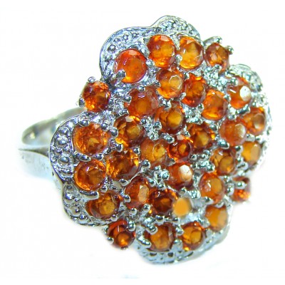 Good Energy 10.2 carat ORANGE SAPPHIRE .925 Sterling Silver handmade ring 6 1/2
