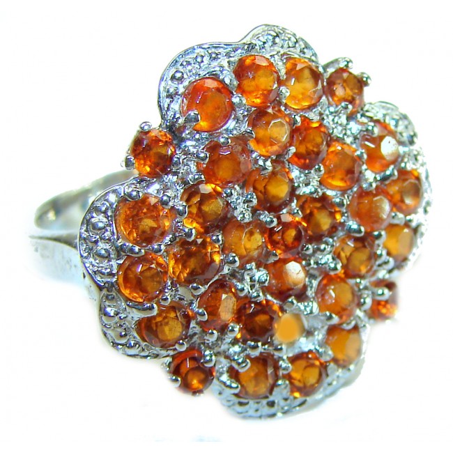 Good Energy 10.2 carat ORANGE SAPPHIRE .925 Sterling Silver handmade ring 6 1/2