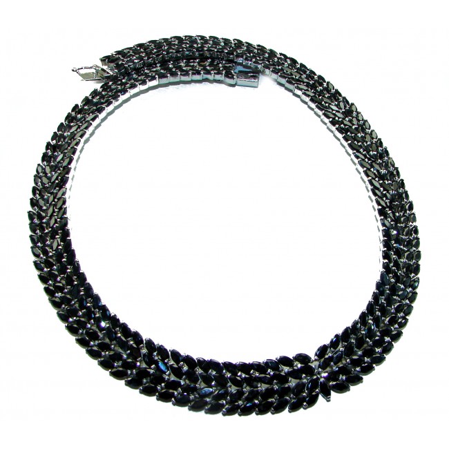 Vintage style - authentic 287.5 carat Sapphire .925 Sterling Silver handcrafted Statement necklace