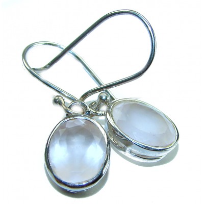 Authentic 6.2 carat Rose Quartz .925 Silver handcrafted Statement earrings