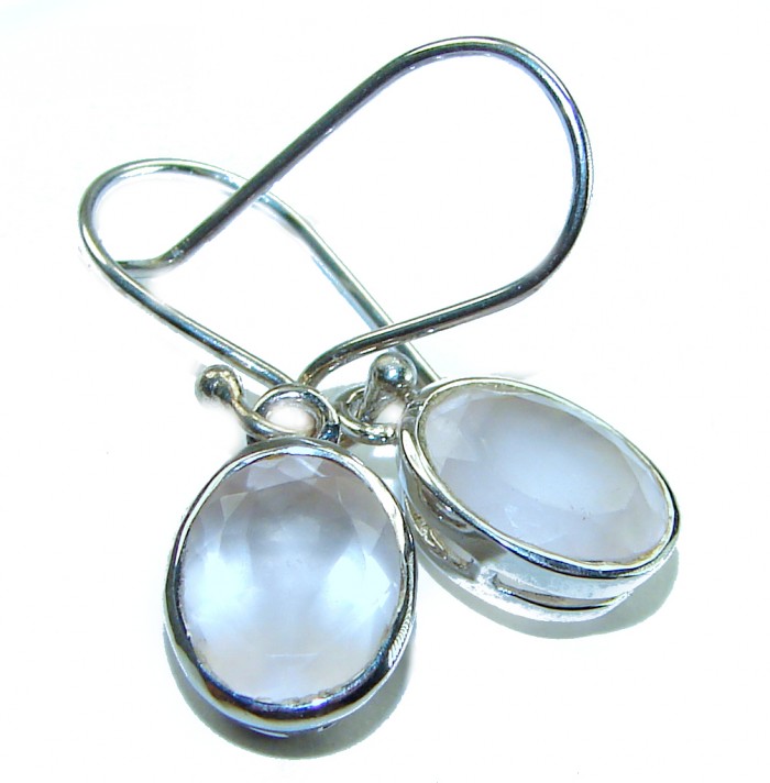 Authentic 6.2 carat Rose Quartz .925 Silver handcrafted Statement earrings
