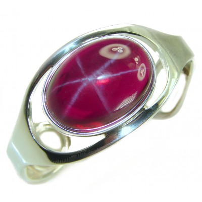 Very Rare - Bellezza Genuine 34.5 CARAT Star Ruby .925 Sterling Silver HUGE Bracelet / Cuff
