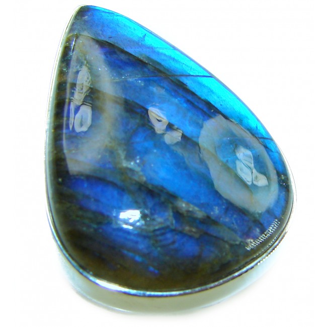 Shimmering Natural Labradorite .925 Sterling Silver handcrafted Large ring size 7 adjustable