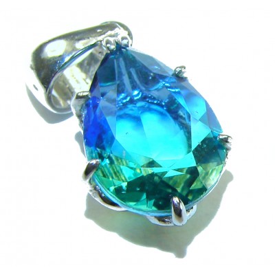Costa del Sol pear cut 4.8 carat Apatite .925 Sterling Silver Handcrafted Statement Pendant