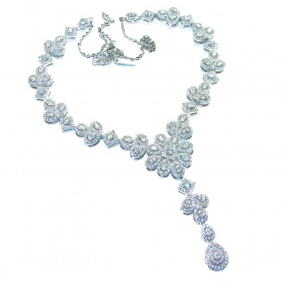 Precious genuine 42.9 carat White Topaz .925 Sterling Silver handcrafted Necklace