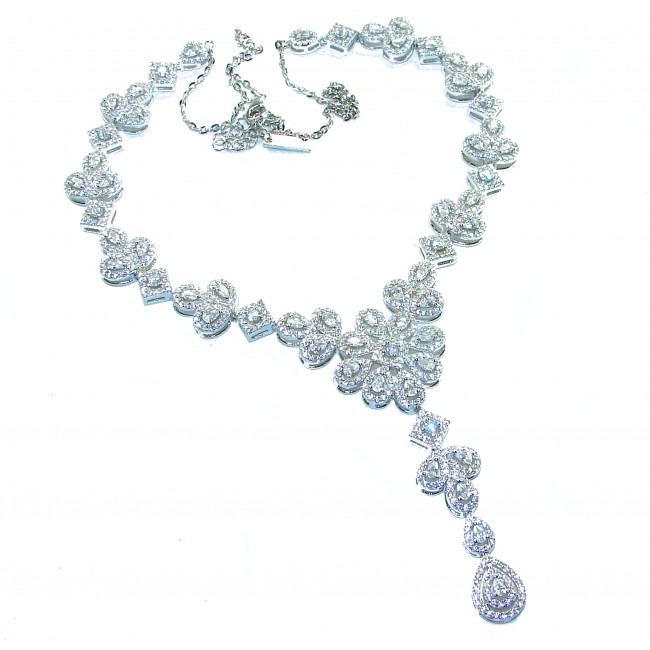 Precious genuine 42.9 carat White Topaz .925 Sterling Silver handcrafted Necklace