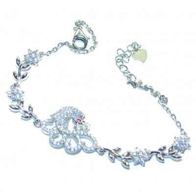 Graceful Swan White Topaz .925 Sterling Silver handcrafted Bracelet