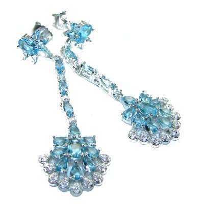 Emily - 11.2 carat Authentic Swiss Blue Topaz .925 Sterling Silver handcrafted earrings