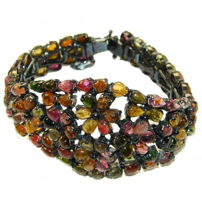 Dolce Vita - Precious Natural 222.5 carat Watermelon Tourmaline .925 Sterling Silver handcrafted bracelet