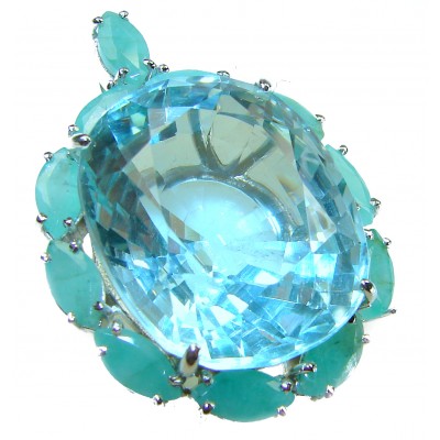 Eau Pure authentic 29.5 carat Aquamarine Emerald .925 Sterling Silver Handcrafted pendant
