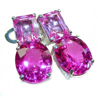 Tiffany - Magnificent Pink 22.5 carat Pink Sapphire .925 Sterling Silver handcrafted Earrings