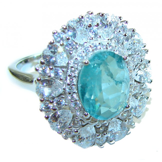 7.9 carat authentic Aquamarine .925 Sterling Silver Handcrafted Ring size 6 1/2