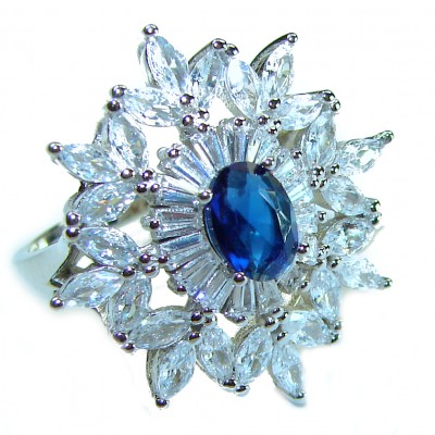 My Love 3.2 carat Sapphire .925 Sterling Silver Eternity handcrafted Ring size 7