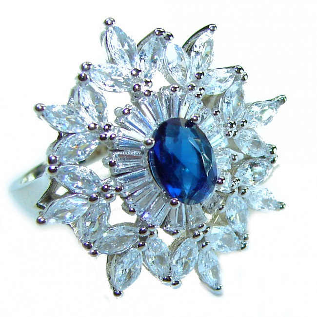 My Love 3.2 carat Sapphire .925 Sterling Silver Eternity handcrafted Ring size 7