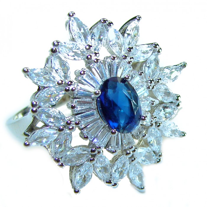 My Love 3.2 carat Sapphire .925 Sterling Silver Eternity handcrafted Ring size 7