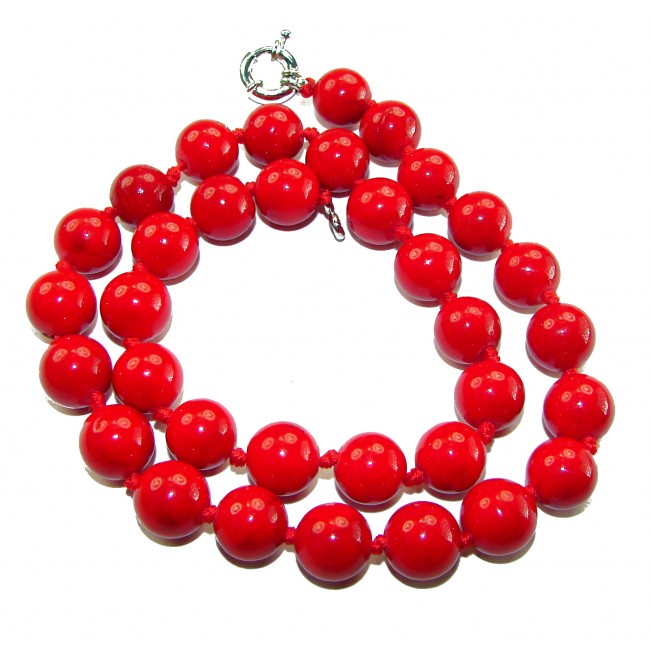 55.5 grams! Sublime Red Fossilized Coral Sterling Silver handmade Necklace
