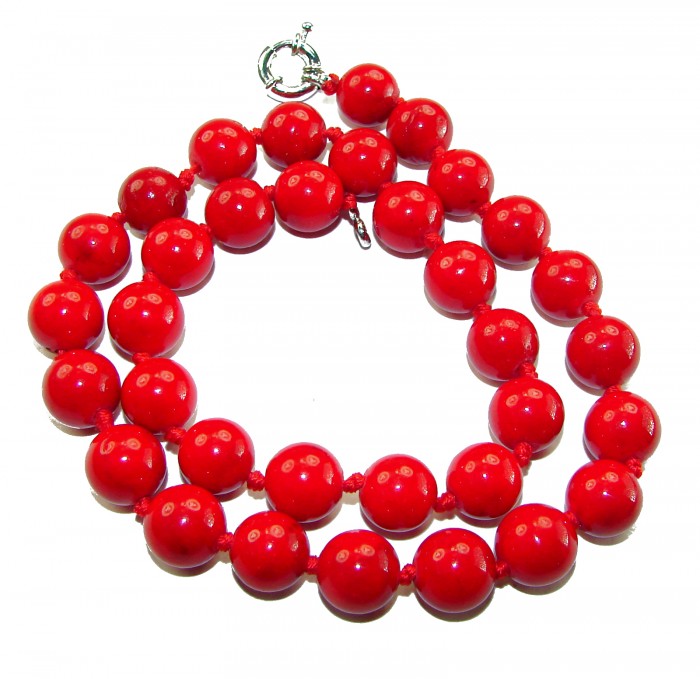 55.5 grams! Sublime Red Fossilized Coral Sterling Silver handmade Necklace