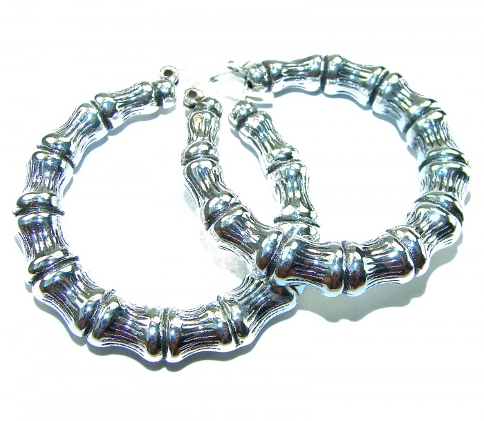 Huge - Bamboo Tree design .925 Sterling Silver handmade Bali made Earrings