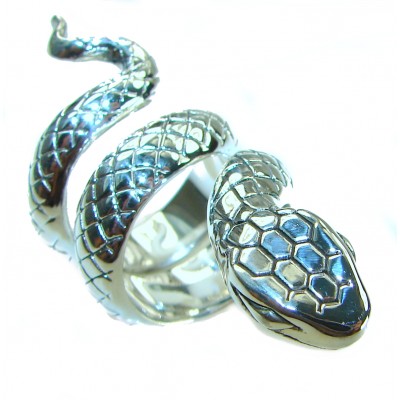 Large Boa Snake .925 Sterling Silver handcrafted Statement SPINAL Ring size 6