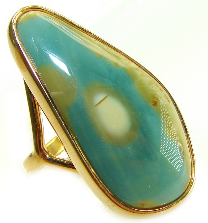 Genuine Top quality Imperial Jasper 14K Gold over .925 Sterling Silver handcrafted ring s. 10