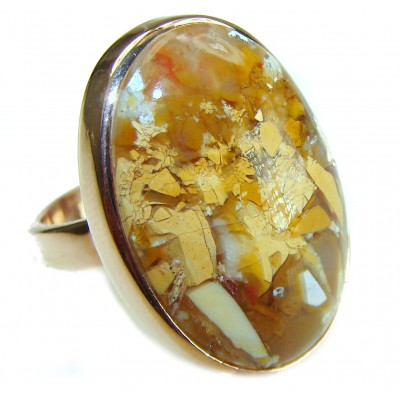 Flawless Australian Bracciated Mookaite 14K Gold over .925 Sterling Silver Ring size 7 adjustable