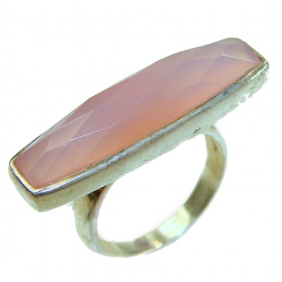 Extravaganza Authentic 8.5 carat Brazilian Rose Quartz .925 Sterling Silver incredible Ring size 6
