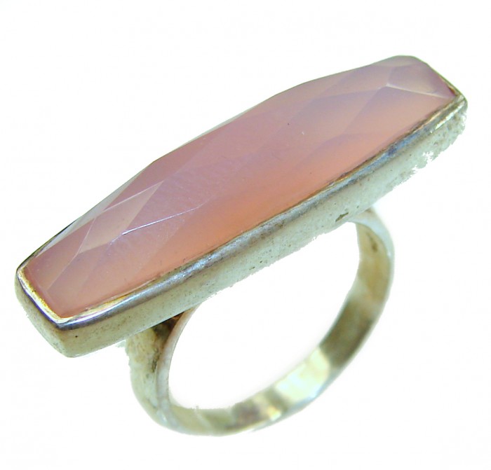 Extravaganza Authentic 8.5 carat Brazilian Rose Quartz .925 Sterling Silver incredible Ring size 6