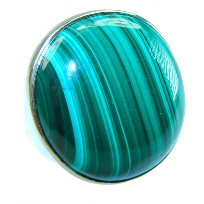 The best quality 32.2 CARAT genuine Malachite .925 Sterling Silver handcrafted ring size 7 adjustable