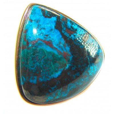 Great quality Parrot's Wings Chrysocolla 18K Gold over .925 Sterling Silver handcrafted Ring size 7 adjustable