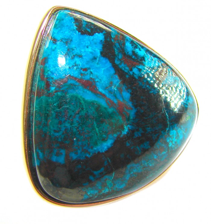 Great quality Parrot's Wings Chrysocolla 18K Gold over .925 Sterling Silver handcrafted Ring size 7 adjustable