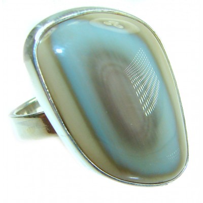Genuine Imperial Jasper .925 Sterling Silver handcrafted ring s. 7 adjustable