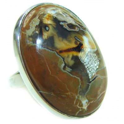 Huge Kambaba Jasper .925 Sterling Silver handcrafted Ring s. 7 adjustable