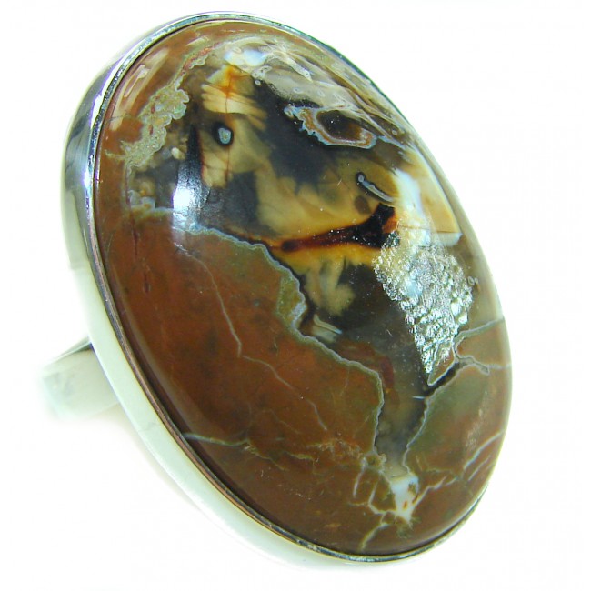 Huge Kambaba Jasper .925 Sterling Silver handcrafted Ring s. 7 adjustable