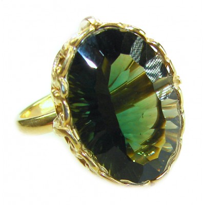 Timless Beauty 12.5 carat Helenite 14K Gold over .925 Sterling Silver handmade Ring s. 9 1/2