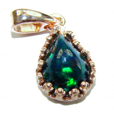 5.8 CTW Authentic Black Opal 14K Gold over .925 Sterling Silver handmade Pendant