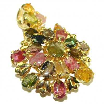 Rio de Janeiro- 17.5 carat Brazailian Watermalon Tourmaline 14K Gold over .925 Sterling Silver handcrafted Pendant