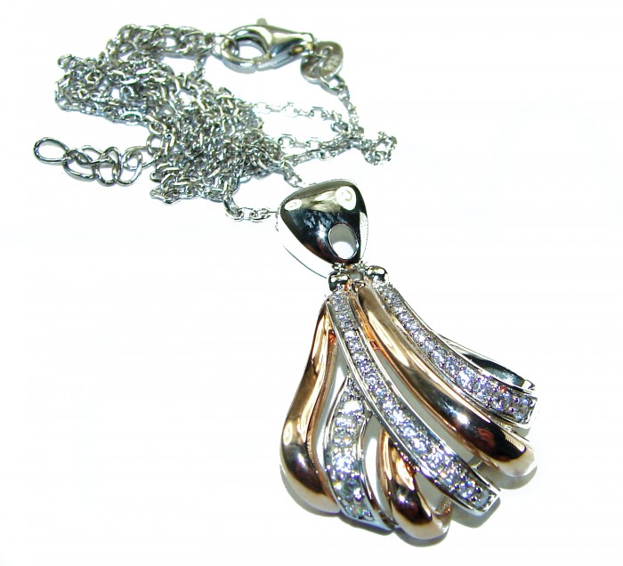 Dazzling Beauty - White Topaz 2 tones .925 Sterling Silver handcrafted necklace