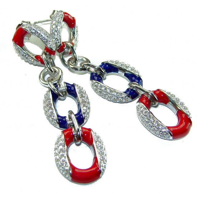 Independence - authentic 7.5 carat Ruby Sapphire .925 Sterling Silver handcrafted earrings