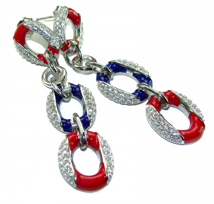 Independence - authentic 7.5 carat Ruby Sapphire .925 Sterling Silver handcrafted earrings