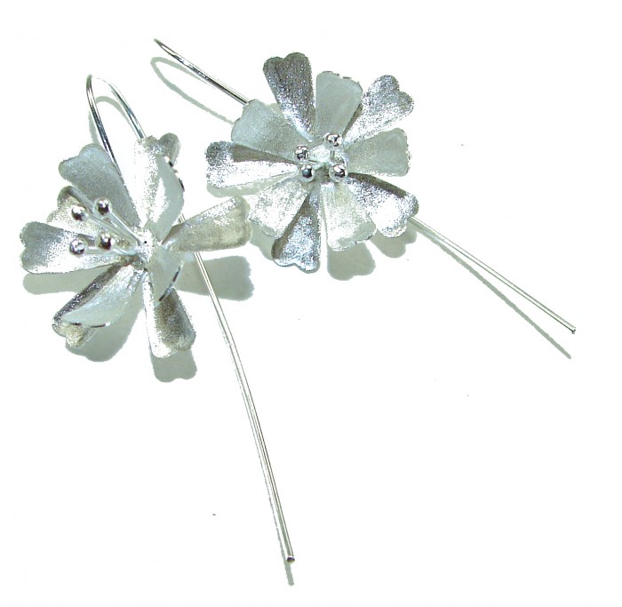 Silver Flowers Italy made .925 Sterling Silver Earrings