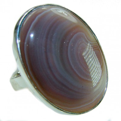 Top Quality Botswana Agate .925 Sterling Silver handcrafted Ring s. 8 adjustable