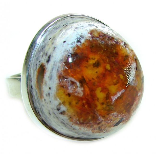 Queen of Fire best quality 22.4 carat Mexican Opal .925 Sterling Silver handmade ring 8 adjustable