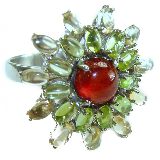 Bella Rosa Natural 18.4 carat Ruby .925 Sterling Silver handmade Large Statement Ring size 9 1/4