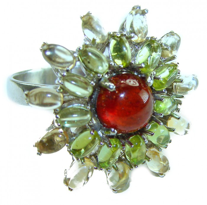Bella Rosa Natural 18.4 carat Ruby .925 Sterling Silver handmade Large Statement Ring size 9 1/4