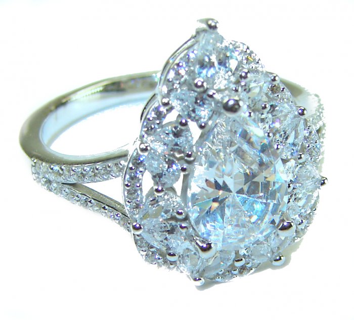 6.8 carat White Topaz .925 Sterling Silver brilliantly handcrafted stack ring s. 8 1/2 - video